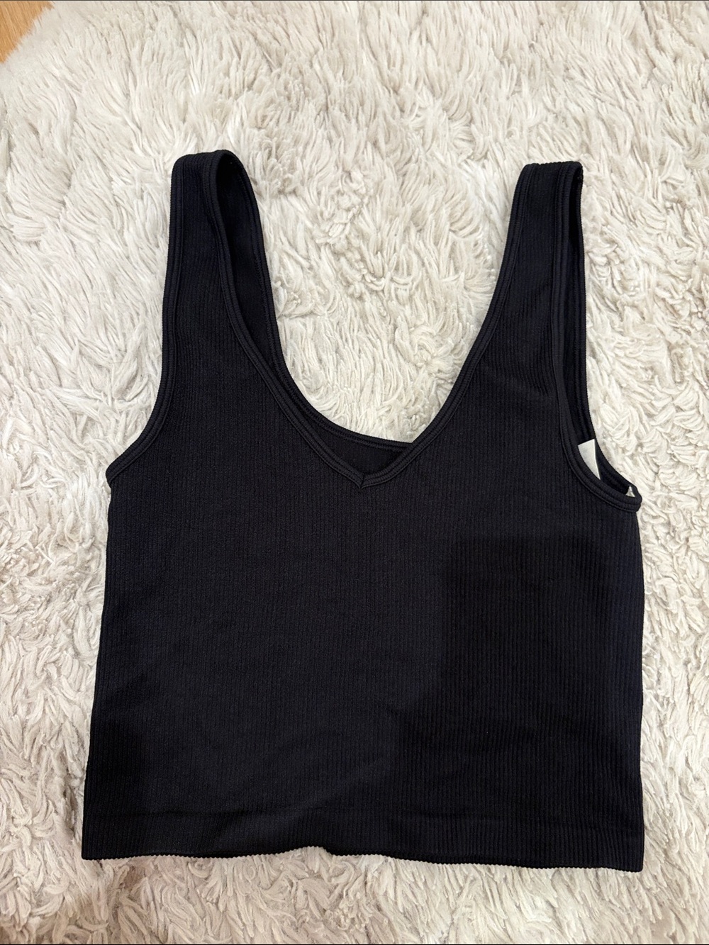 Aeropostale Black Ribbed V-Neck Crop Tank